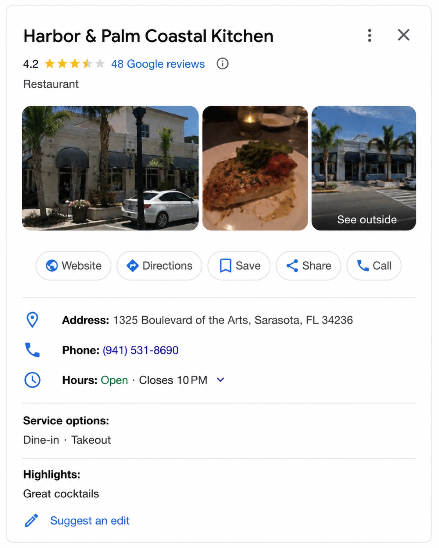 Restaurant Google Business Profile before transformation