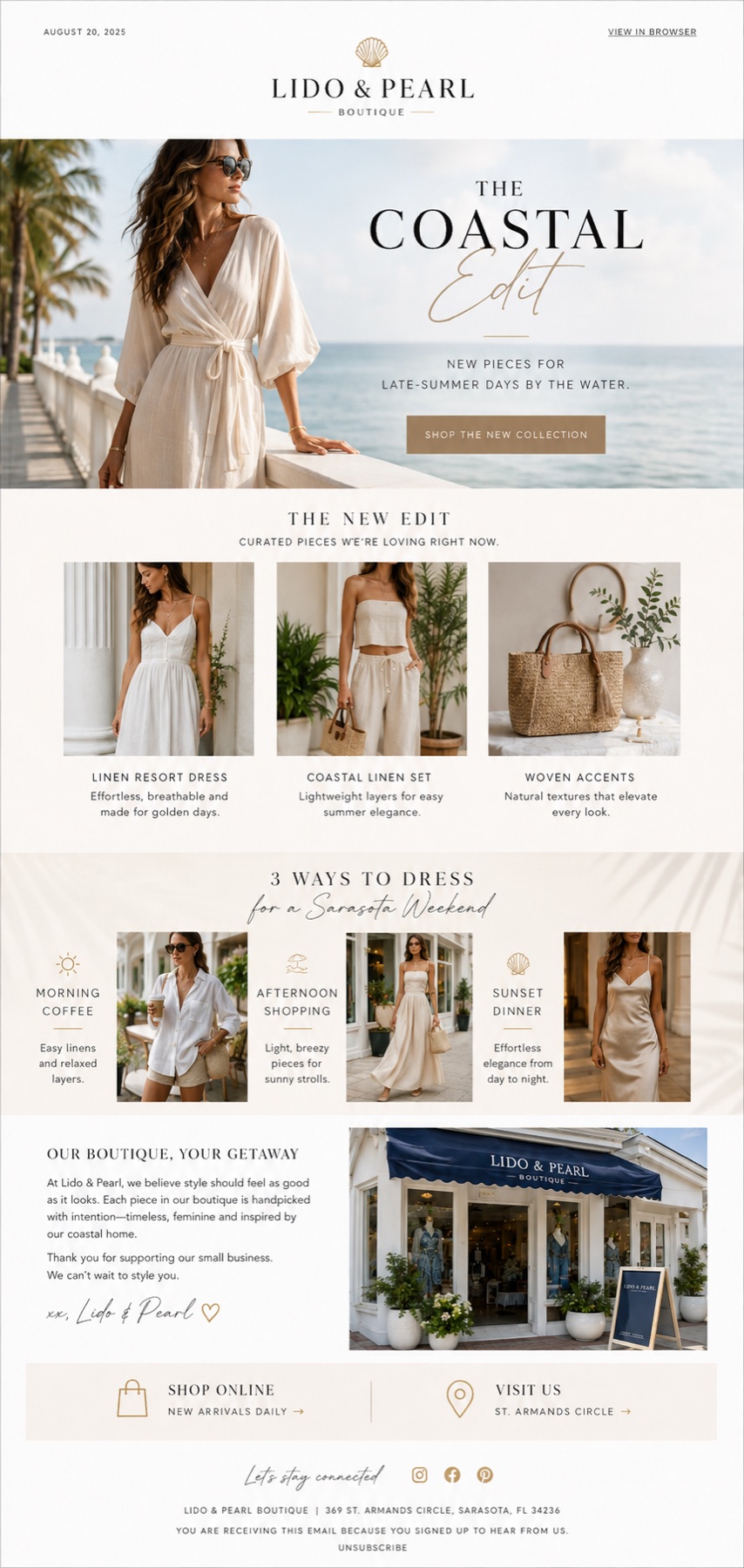 Lido and Pearl Boutique newsletter design